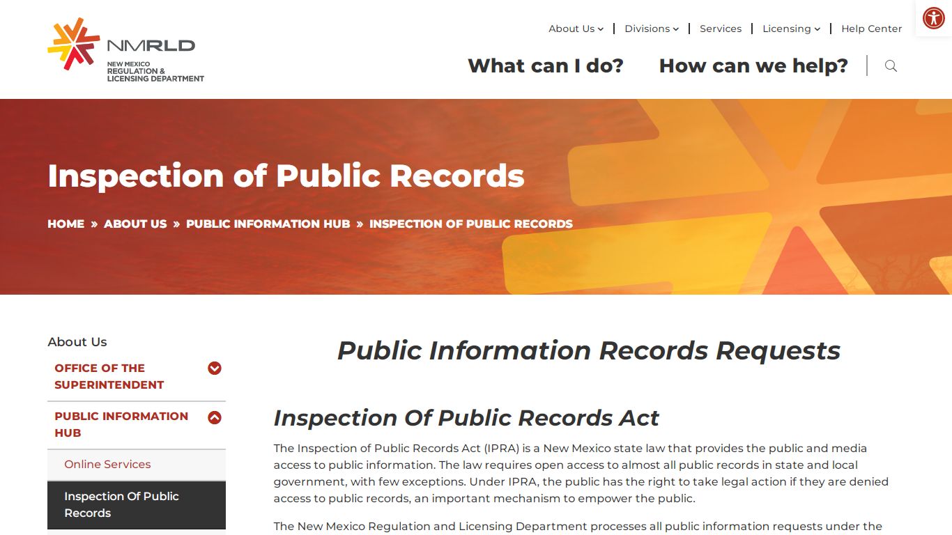 Inspection of Public Records - NM RLD